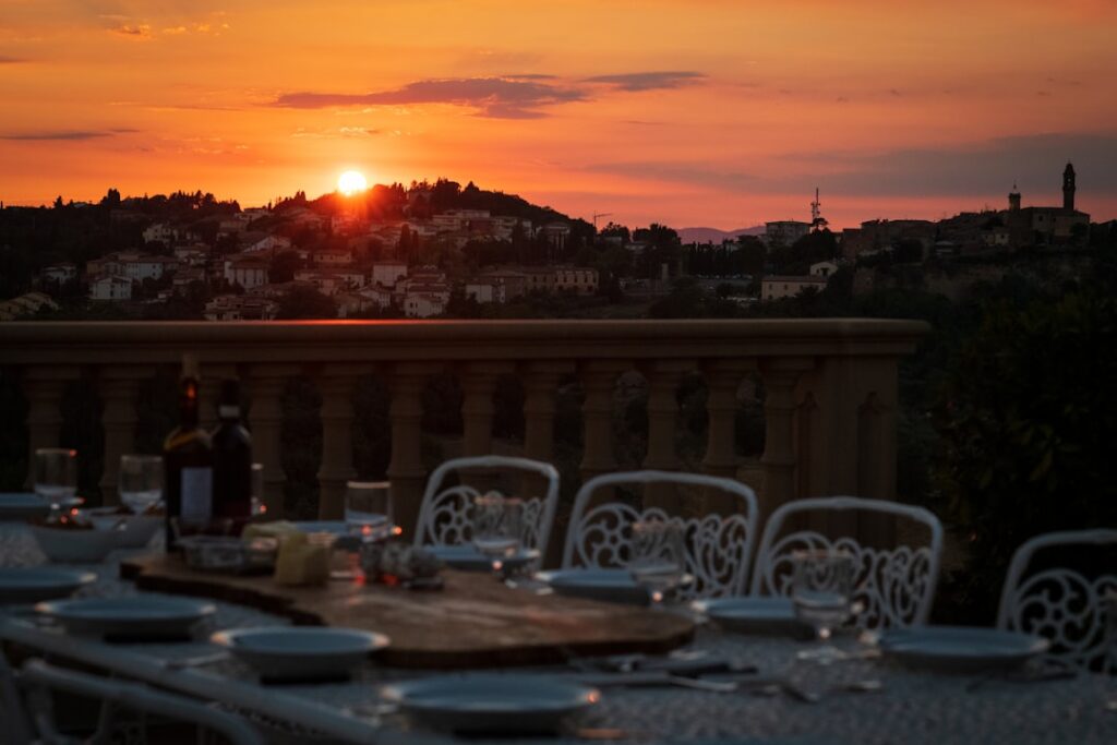 Villa della Regina terrace view sunset